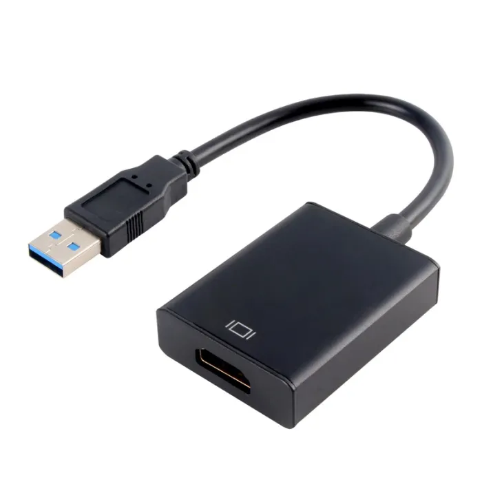 Адаптер VCom CU320-B, USB 3.0 Type-A мъжки към HDMI женски, 1080p при 60 Hz, 0.15 m, екраниран, позлатени конектори, черен