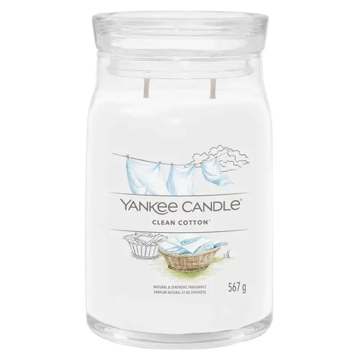 Ароматизирана свещ Yankee Candle Clean Cotton, 567 г, в стъклен буркан