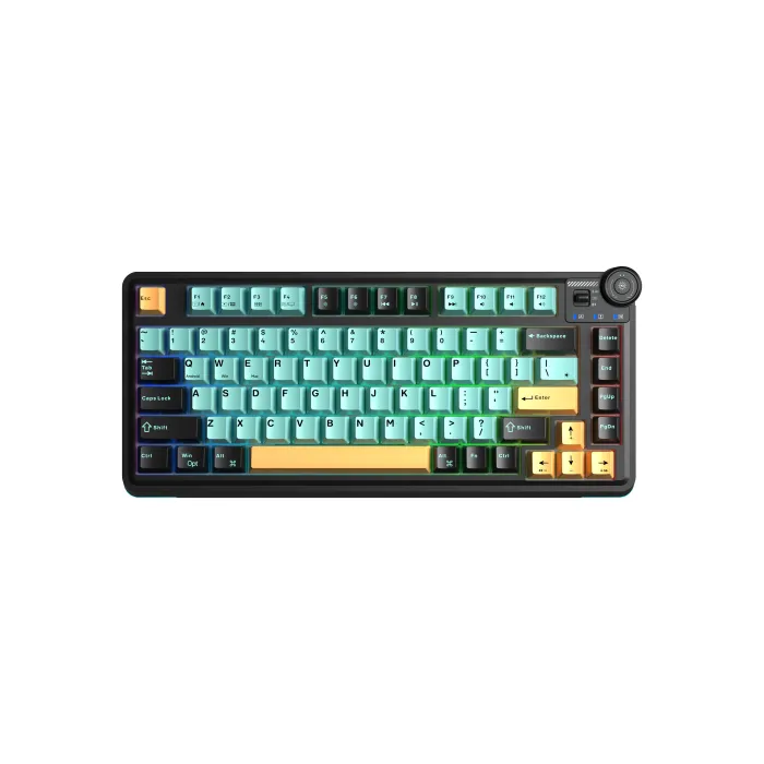 AULA AU75 безжична механична клавиатура, 75%, Tri-Mode, Gasket, Yellow