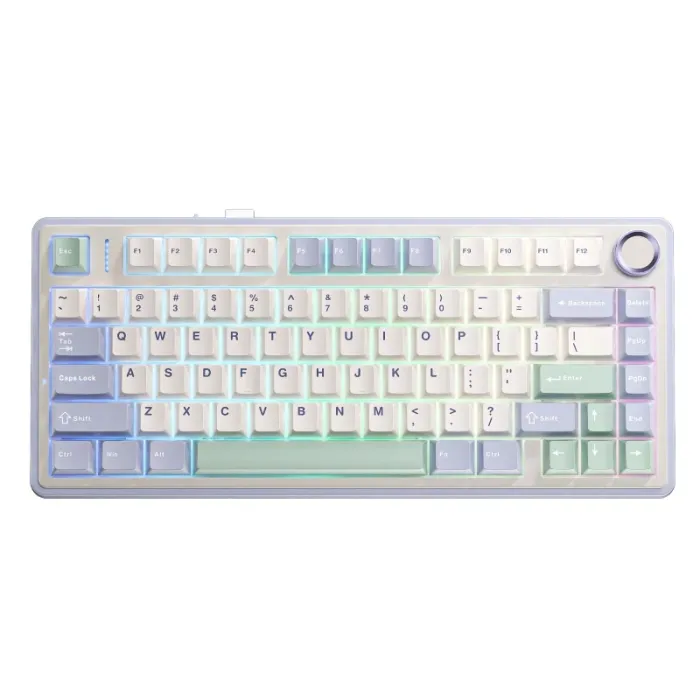 AULA F75 Purple/Beige/Green безжична механична геймърска клавиатура, Reaper Linear, RGB, 75%