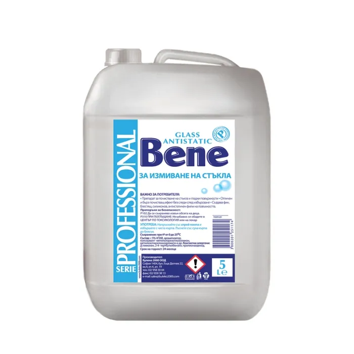 Bene Препарат за почистване на стъкла, професионален, 5 L