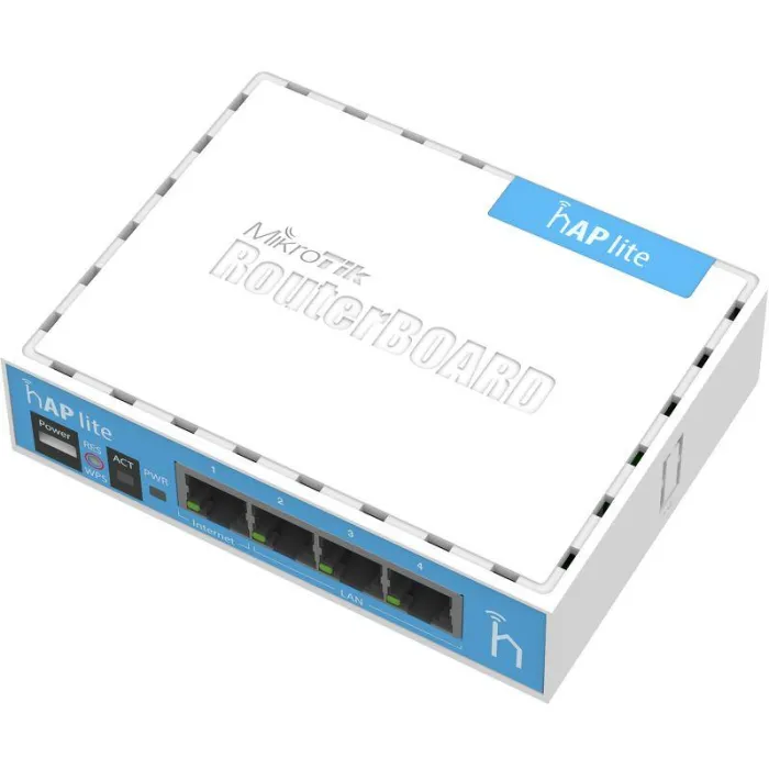 Безжичен Access Point MikroTik hAP lite RB941-2nD, 32MB RAM, 4xLAN, built-in 2.4Ghz 802.11b/g/n, Classic