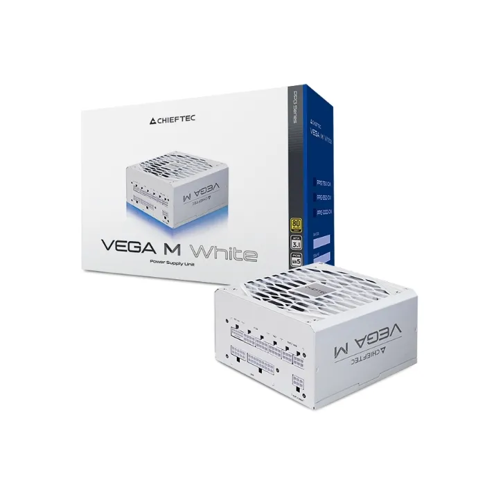 CHIEFTEC VEGA M White PPG-850-CW 850W ATX 3.1 захранване – 80 PLUS Gold, Fully Modular, PCIe Gen5 16-pin (12V-2x6)