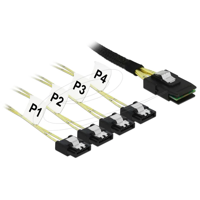 Интерфейсен кабел Delock  Mini SAS SFF-8087 към 4 x SATA 7-pin 1 m metal