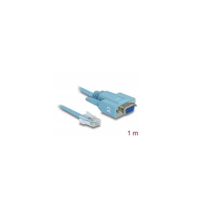 Кабел сериен Delock RS-232 DB9 F ( с винт) - RS-232 RJ45 M- 1m,  за конзоли на CISCO рутери, комутатори, точки за достъп