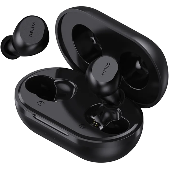 Безжични in-ear слушалки Delux DT3, Bluetooth 5.0, стерео звук, тъч управление, IPX5, Game режим с латентност около 45 ms, USB Type-C, безжично зареждане