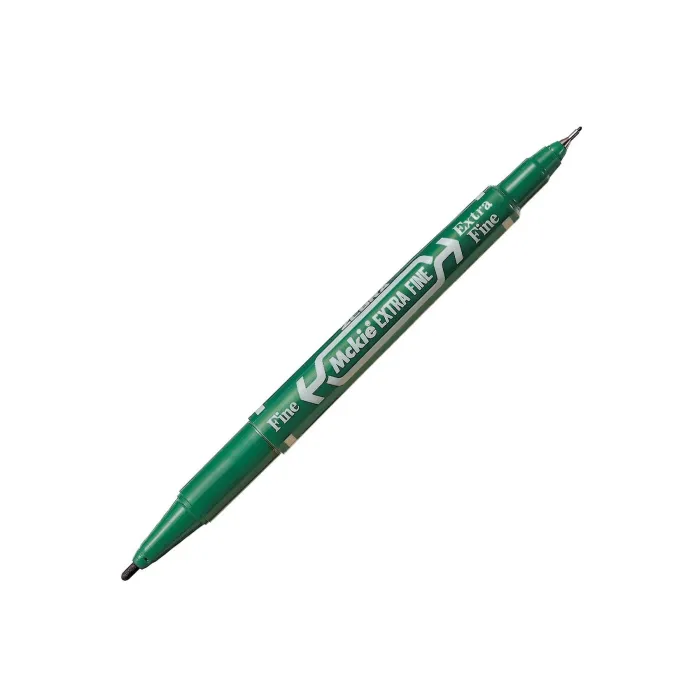 Двустранен перманентен маркер Zebra Pen Mckie Extra Fine, зелен, тънък връх, дебелина на писане 0,5–1 mm