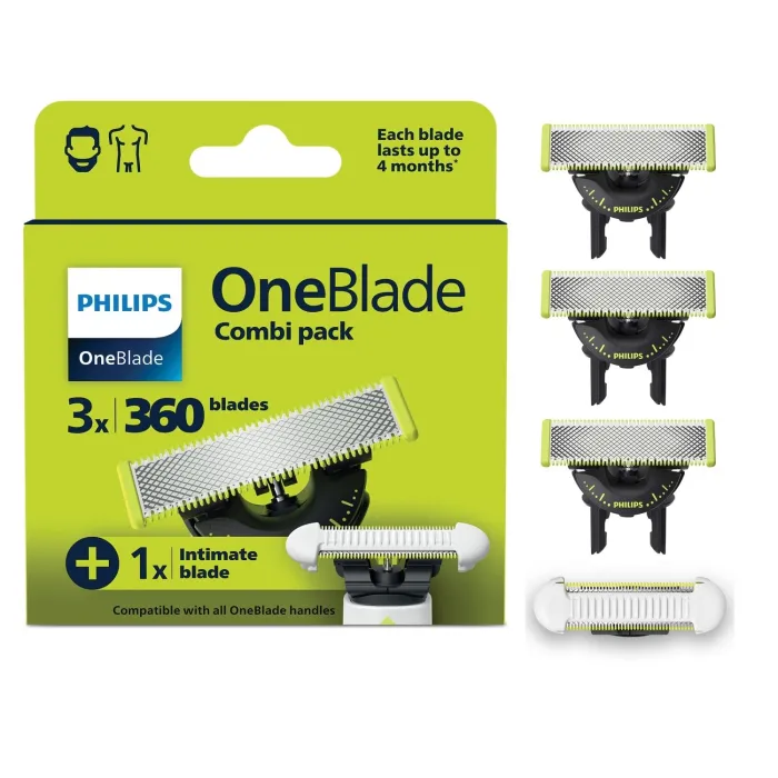 Комплект ножчета Philips OneBlade QP949/50 – 3 x 360 + 1 x SkinProtect