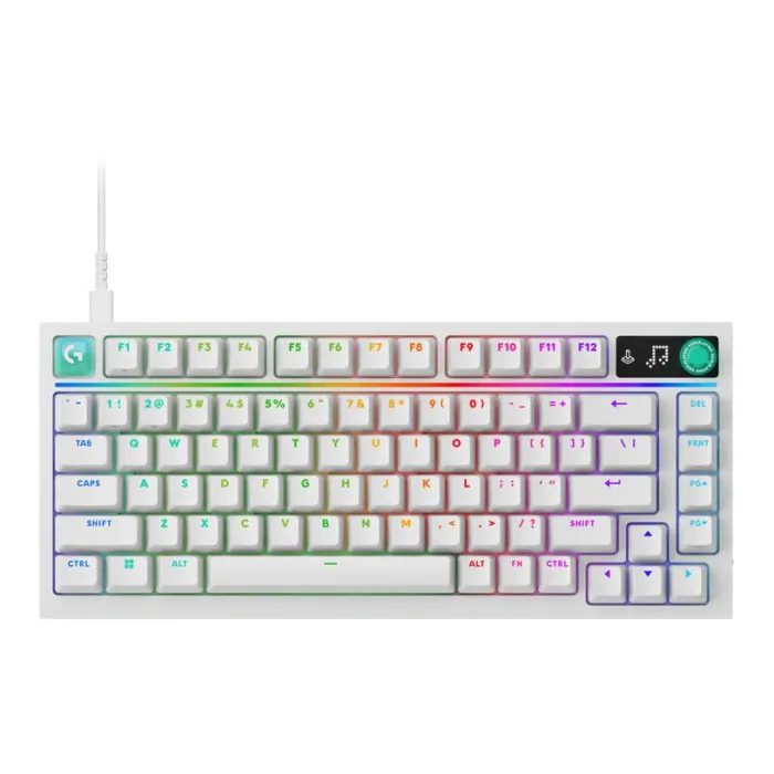 Геймърска механична клавиатура LOGITECH G316 X 75, Hot-Swappable Tactile суичове, RGB подсветка, USB, с кабел, компактна, бяла