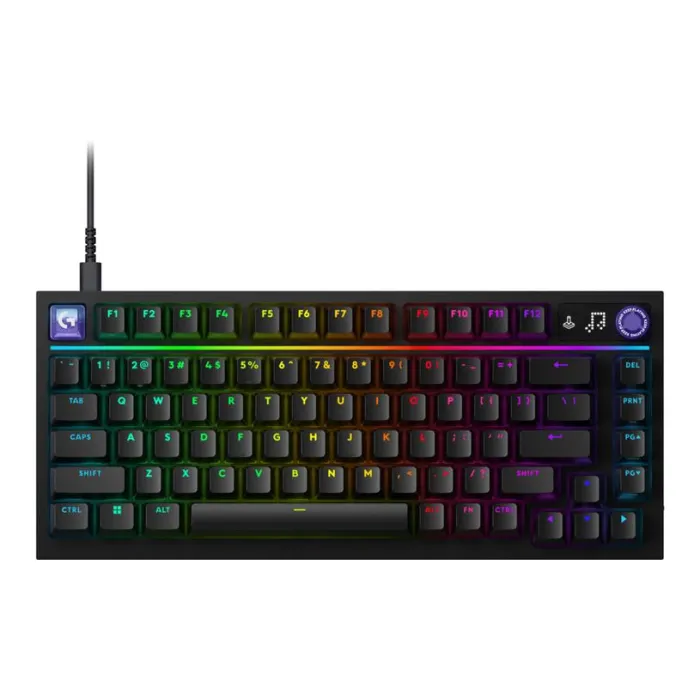 Геймърска механична клавиатура LOGITECH G316 X 75, жична USB, тактилни суичове, високо профилни бутони, RGB подсветка, компактна, черна