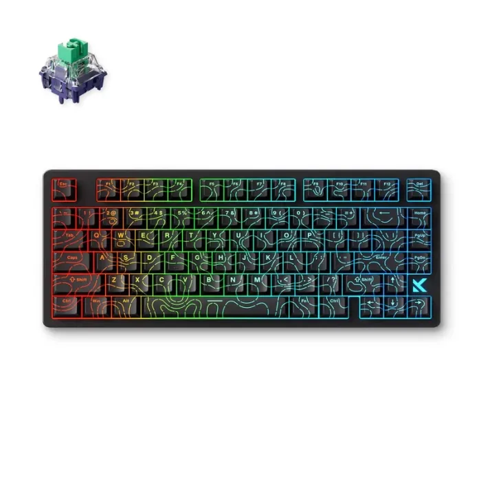 Геймърска механична клавиатура MCHOSE Jet75 Topographic 8K, 75%, Kailh Magnetic God Switch Linear, 8000 Hz, USB, RGB, US layout, черна