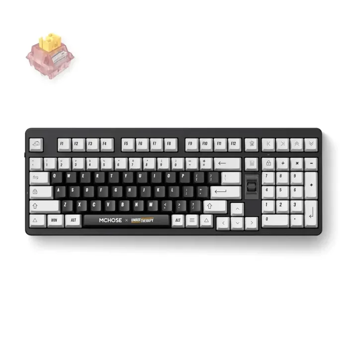 Геймърска механична клавиатура MCHOSE UT98 Classic Therapy, 98%, безжична Bluetooth 5.0/2.4GHz/USB, линейни суичове Silent Peach V3, Hot-Swappable, RGB подсветка, US подредба