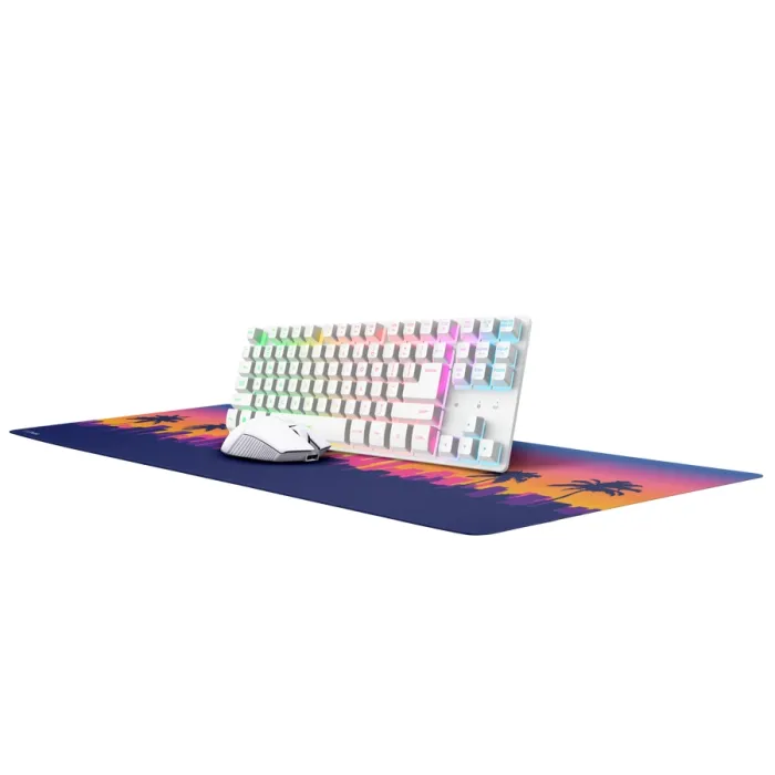 Гейминг комплект 3 в 1 TRUST GXT882 3-in-1 Miami Gaming Bundle US, безжичен, RGB подсветка, бял, клавиатура, мишка и геймърски пад, за PC, PS5 и Xbox Series