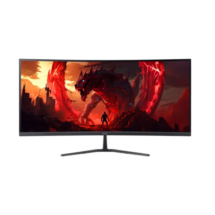 Извит гейминг монитор ACER Nitro ED340CURJ0bmiipx, 34 инча, 1500R, WQHD 3440x1440, VA, 120Hz, FreeSync Premium, HDR10, 2xHDMI, DisplayPort