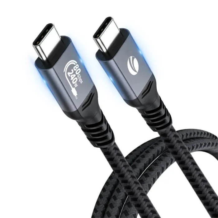 Кабел VCom CU584M-0.6m, Thunderbolt 5 / USB4 USB-C към USB-C, 80 Gbps, PD 240W, 16K@60Hz, 0.6 m, черен