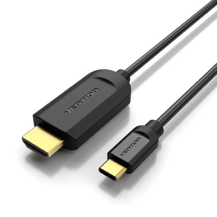 Кабел Vention CGUBG, USB-C към HDMI, 1.5 m, 4K 2160p (3840×2160@30Hz), мъжки конектори, екраниран, позлатени конектори, черен