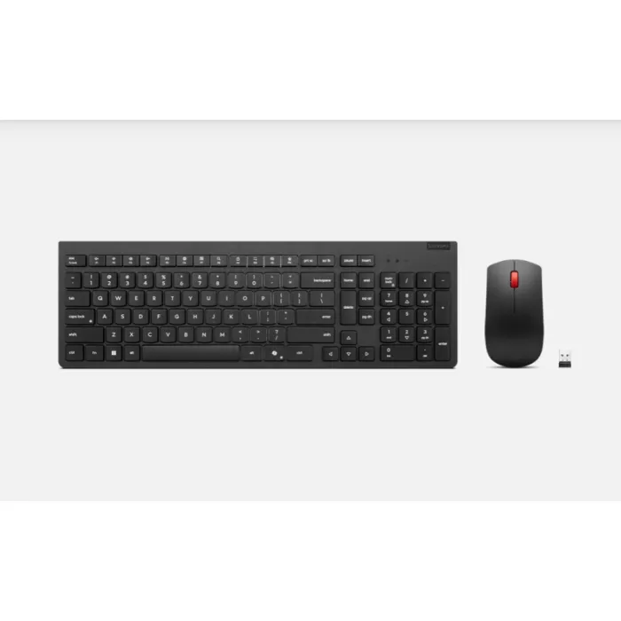 Комплект безжична клавиатура и мишка LENOVO Essential Wireless Combo Keyboard & Mouse Gen2, българска клавиатурна подредба, оптичен сензор 1600 dpi, 3 бутона, 2-посочно скролиране, черен
