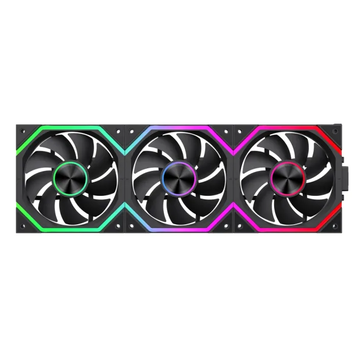 Комплект вентилатори GameMax FN12A-N2 WL, 3x120 mm, 800–2000 rpm, A-RGB, Daisy-Chain, PWM, хидравличен лагер, черен