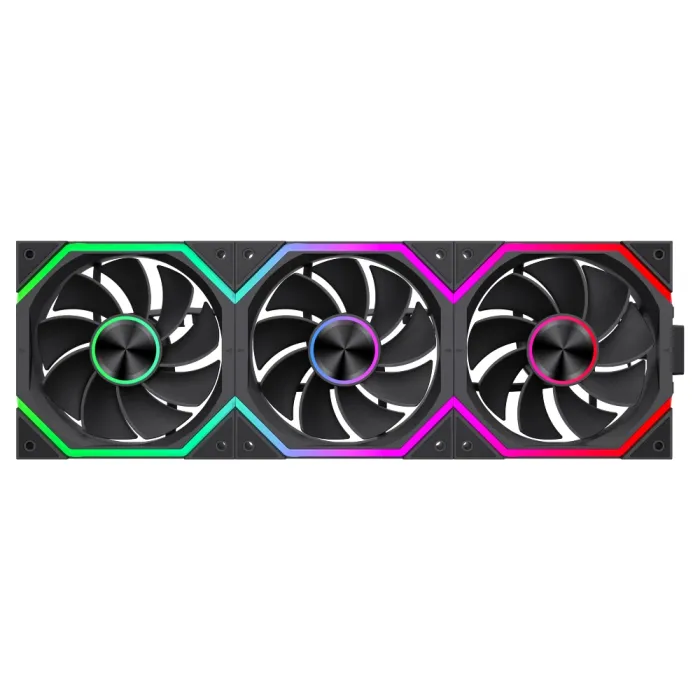 Комплект вентилатори GameMax FN12A-N2 WL-R, 3 x 120 mm, Reverse Blade, 800–2000 rpm, A-RGB, PWM, Daisy-Chain, хидравличен лагер