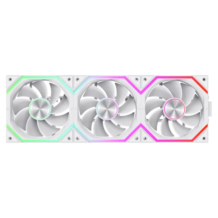 Комплект вентилатори Gamemax FN12A-N2 WL-RW, 3 x 120 mm, 800–2000 RPM, обратни перки, PWM, A-RGB, Daisy-Chain, бели