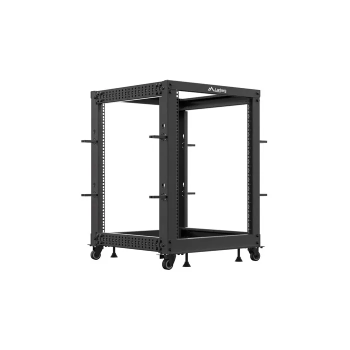 Комуникационен шкаф, Lanberg open rack 19" 15U 600x600-1100 adjustable black