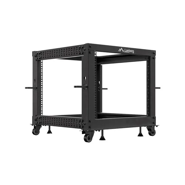 Комуникационен шкаф, Lanberg open rack 19" 9U 600x600-1100 adjustable black