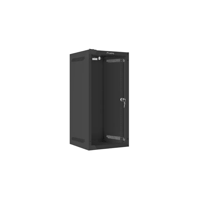 Комуникационен шкаф, Lanberg rack cabinet 10" wall-mount 12U/280x310 (flat pack) with glass door black