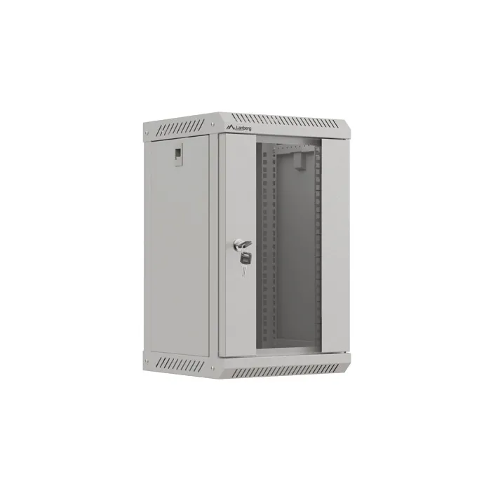 Комуникационен шкаф, Lanberg rack cabinet 10" wall-mount 9U/300x300 (flat pack) with glass door grey
