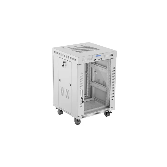 Комуникационен шкаф, Lanberg rack cabinet 19" free-standing 15U/600x600 (flat pack) with glass door lcd grey v2