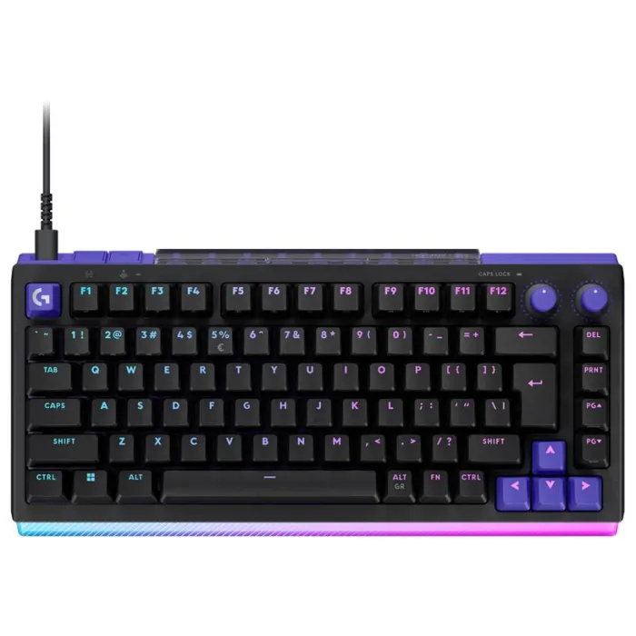 Механична геймърска клавиатура LOGITECH G512 X 75, Dual Swap Analog/Mechanical Switch, аналогова, с кабел USB, RGB подсветка, Tactile суичове, компактна, черна
