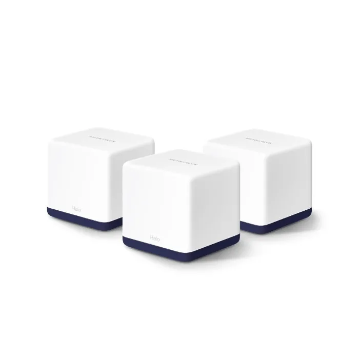 Mesh Wi-Fi система Mercusys Halo H50G, комплект 3 броя, двубандова 2,4/5 GHz, Wi-Fi 5, AC1900, до 1900 Mbps, покритие до 550 m², 3 Gigabit порта на устройство