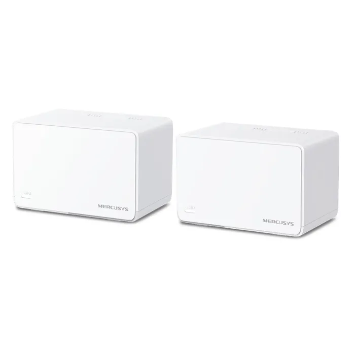 Mesh Wi-Fi 6 система Mercusys Halo H80X, комплект 2 броя, двубандова 2,4/5 GHz, до 3000 Mbps, 3× Gigabit порта на устройство, WPA3