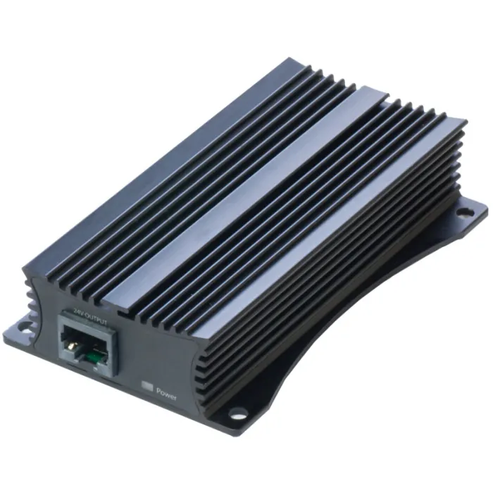 PoE конвертор MikroTik RBGPOE-CON-HP, гигабитов Ethernet, 48 към 24 V, вход 42–57 V, изход 24 V до 1 A/24 W, 2 x Gigabit Ethernet