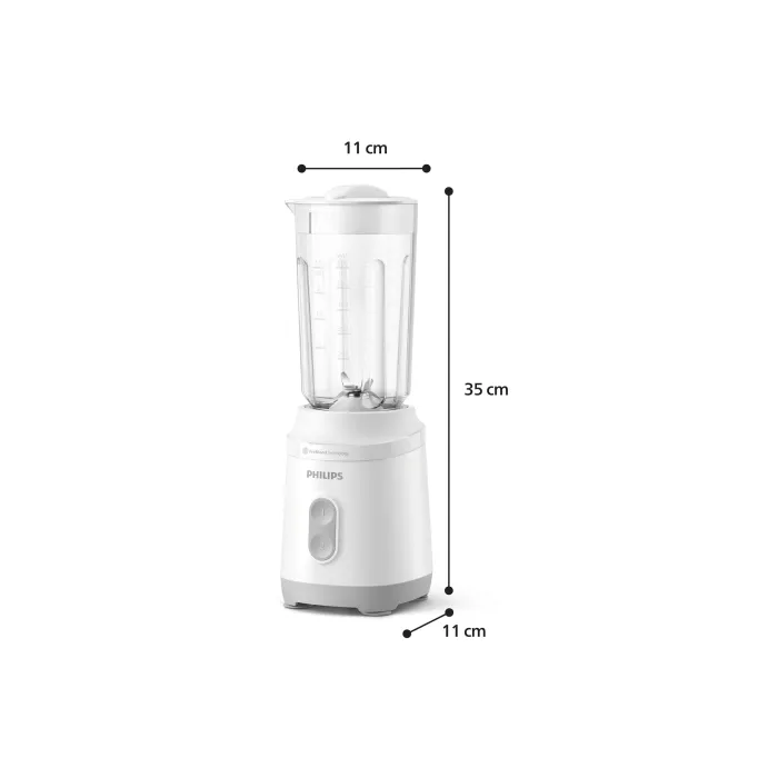 Мини блендер PHILIPS Series 3000, 350 W, технология ProBlend, 2 скорости, кана 1 l, 18 000 об./мин, бял