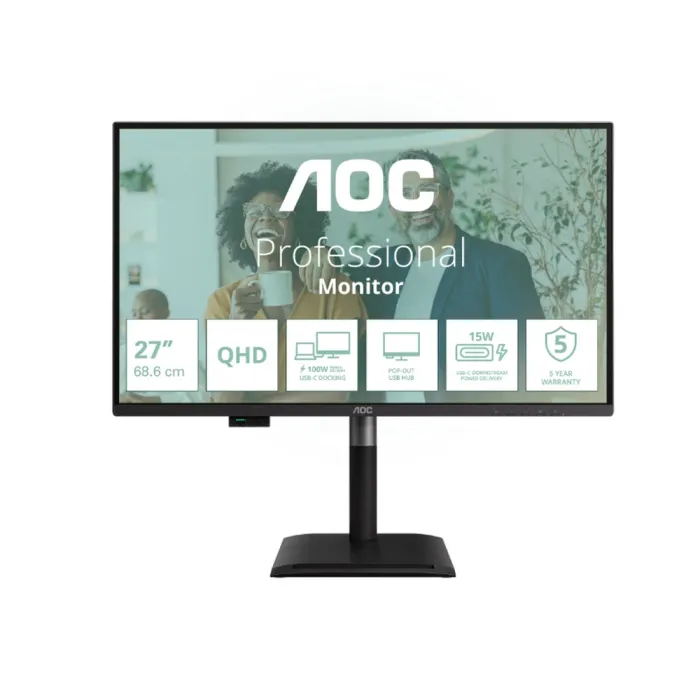Монитор AOC Q27P4CV, 27″ IPS WLED, QHD 2560x1440, 120Hz, 4ms, Adaptive-Sync, USB хъб, RJ-45