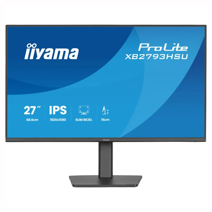 Монитор IIYAMA XB2793HSU-B1, 27″, IPS, Full HD 1920x1080, 120 Hz, 1 ms, VRR, ергономична стойка