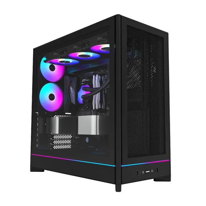 Кутия за компютър, Montech HS01 PRO (W), 5 x 120 mm ARGB Fans, USB-C, Black, Case ATX