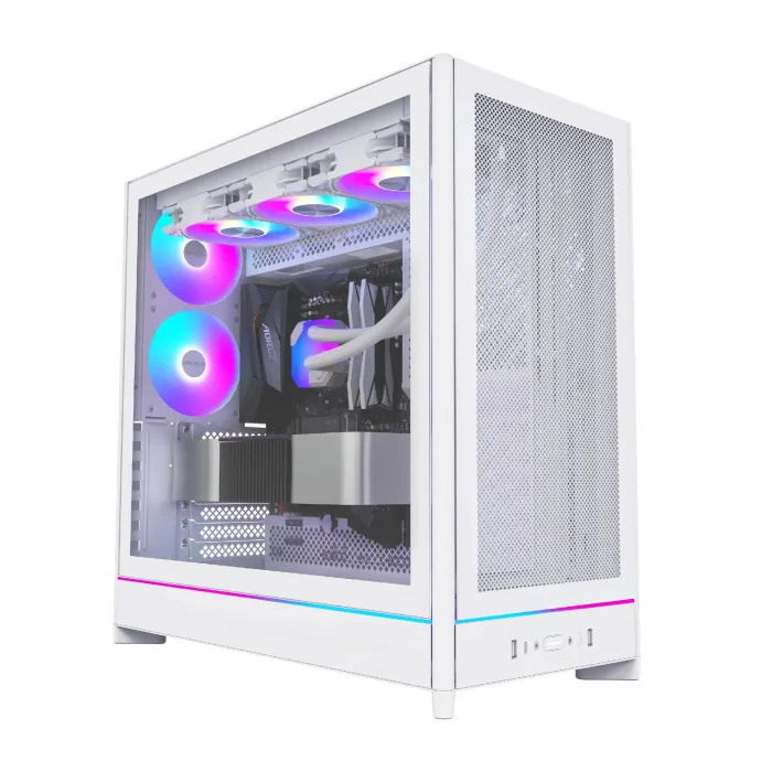 Кутия за компютър, Montech HS01 PRO (W), 5 x 120 mm ARGB Fans, USB-C, White, Case ATX