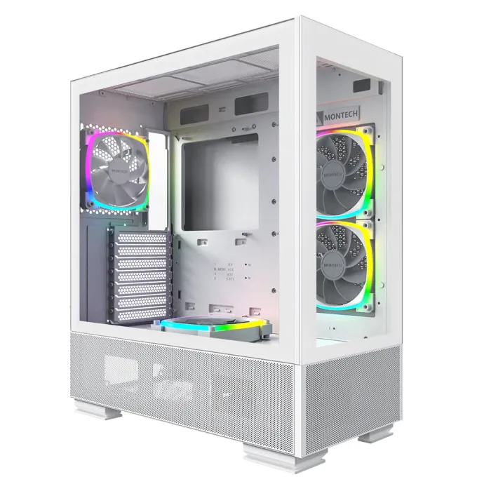 Кутия, Montech SKY TWO, Mid-tower Case, TG, 4x120mm ARGB Fans, White
