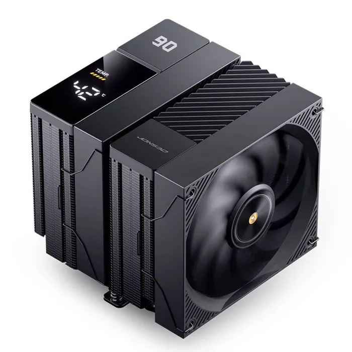 Охладител за процесор JONSBO CC90 Dual Tower 130mm Display, черен, Socket 1851, въздушно охлаждане, PWM 4-Pin, 700–2050 RPM, 37.6 dB(A), 135 x 130 x 158 mm