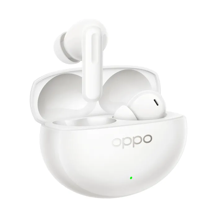 Безжични слушалки OPPO Enco Air5 Pro, ETEL1, True Wireless Stereo (TWS), вътреушни, Bluetooth 6.0, активно шумопотискане до 55 dB, 12 mm драйвери, IP55, бели