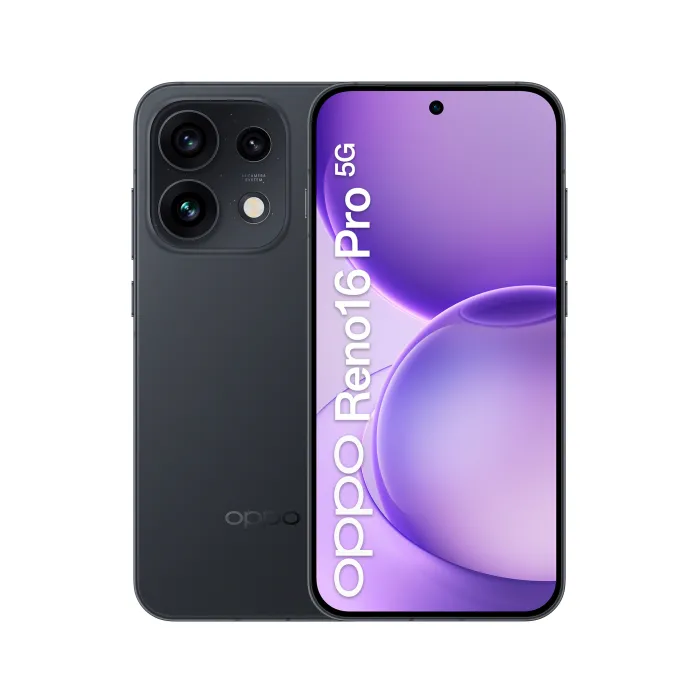 Смартфон OPPO Reno16 Pro 5G, 6,32" AMOLED дисплей, 12 GB RAM, 512 GB памет, тройна камера 200 MP, Dual SIM, 6000 mAh, Starlight Black
