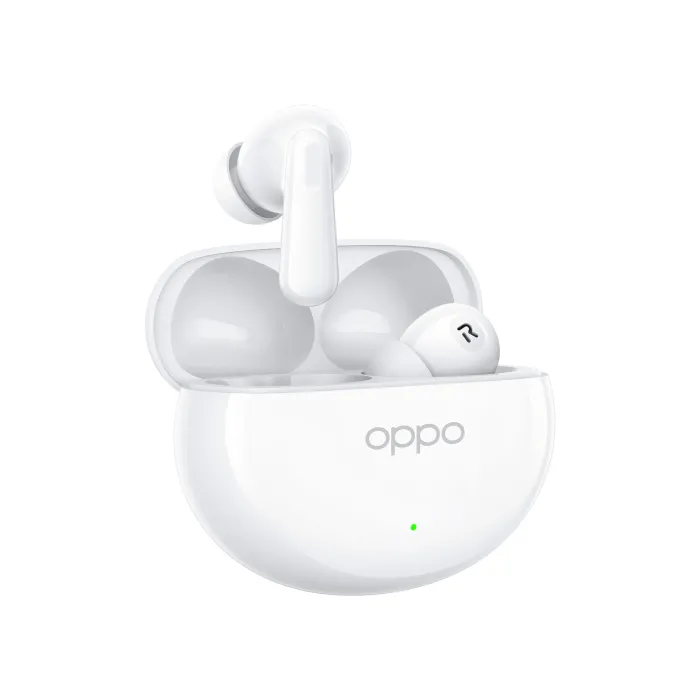 Безжични слушалки OPPO Enco Air4 TWS, Silky White, 12,4 mm динамичен говорител, ANC до 32 dB, Bluetooth 5.4, IP55, до 43 часа автономност