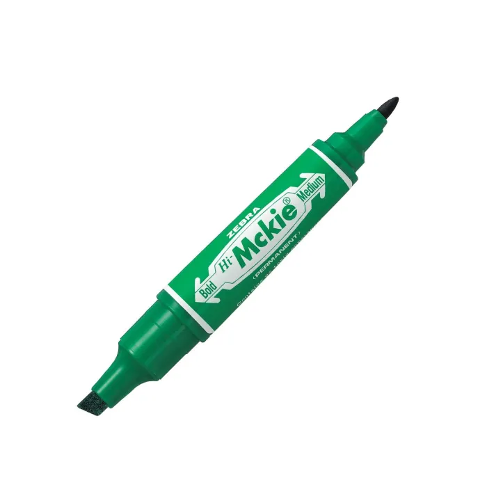 Перманентен маркер Zebra Pen Hi-Mckie, двустранен, зелен, ширина на линията 2–4 mm