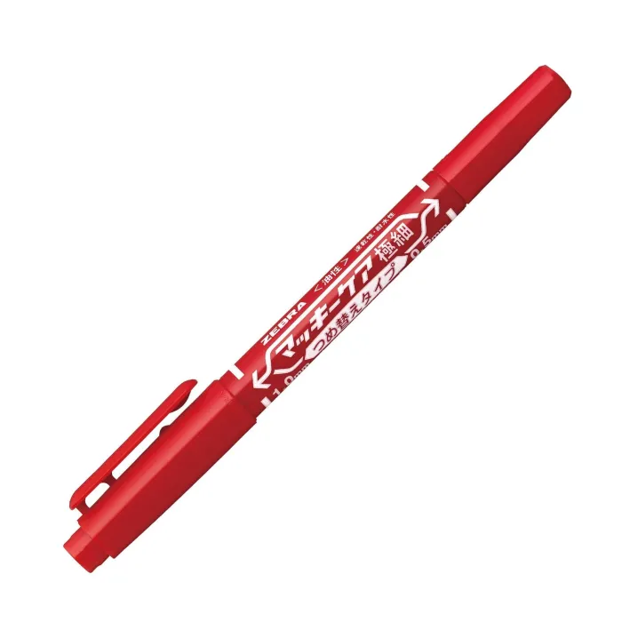 Перманентен тънкописец Zebra Pen Mckie Extra Fine, с два върха, 0.5–1 mm, червен