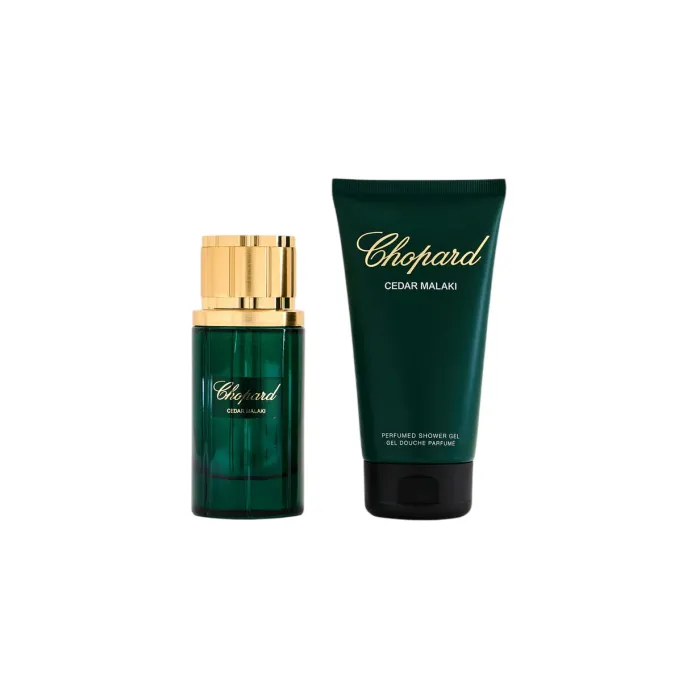 Подаръчен комплект Chopard Cedar Malaki, парфюмна вода, унисекс, 80 ml + почистващ и хидратиращ душ гел, за всички типове кожа, 150 ml