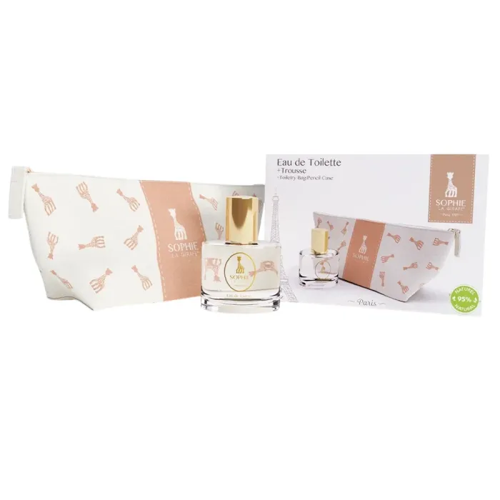 Подаръчен комплект Sophie la Girafe Girafe, тоалетна вода за жени, 50 ml, подаръчен текстилен несесер за пътуване