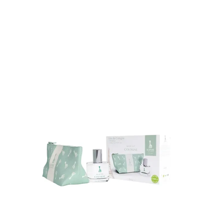 Подаръчен комплект Sophie la Girafe Ma Petite Cologne, одеколон, унисекс, 50 ml, текстилен несесер, светлосин