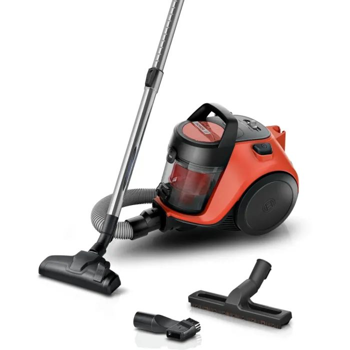 Прахосмукачка без торба BOSCH BGC05RD2H SER2 Cleann’n, 700 W, контейнер 1,5 l, регулируема сила на засмукване, миещ се EPA 12 филтър, 76 dB(A), 2 накрайника