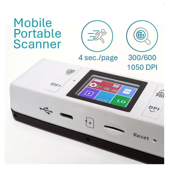Преносим скенер IRIS IRIScan Book 7 Dyslexic – 300/600/1050 dpi, JPG/PDF, MicroSD до 32GB, USB-C